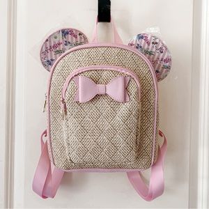 NWT Disney Minnie Mouse Pink Wicker Mini Backpack